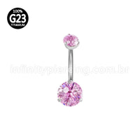 Piercing Banana Titânio 2 Pedras Zircônia