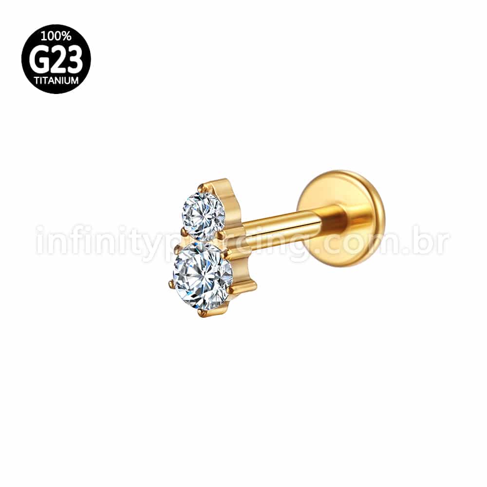 Piercing Labret Titânio Dupla Zircônia