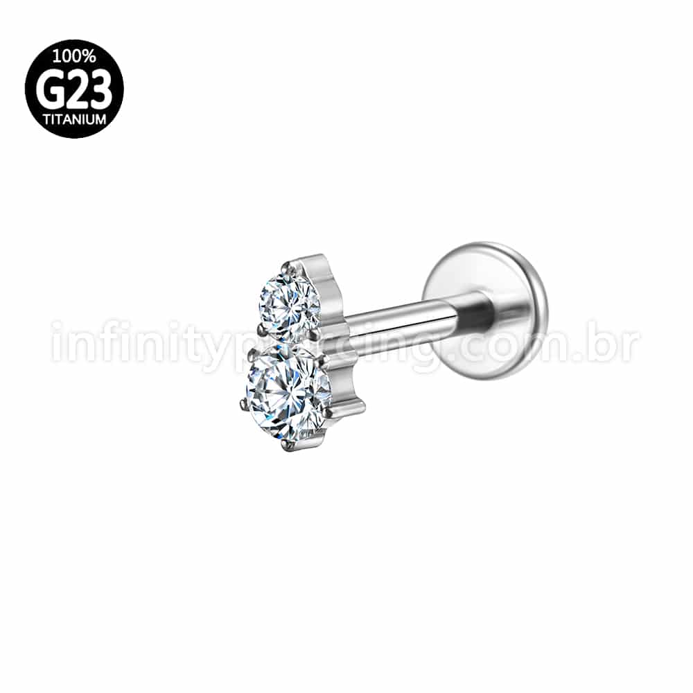 Piercing Labret Titânio Dupla Zircônia