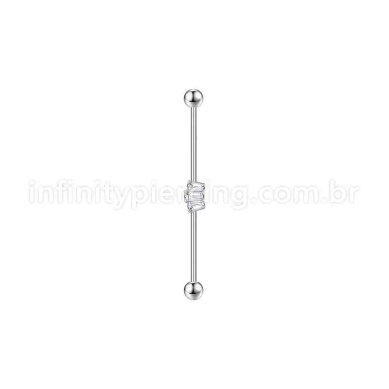 Piercing Transversal Aço Cirurgico Zircônia Coroa