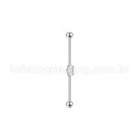 Piercing Transversal Aço Cirurgico Zircônia Coroa