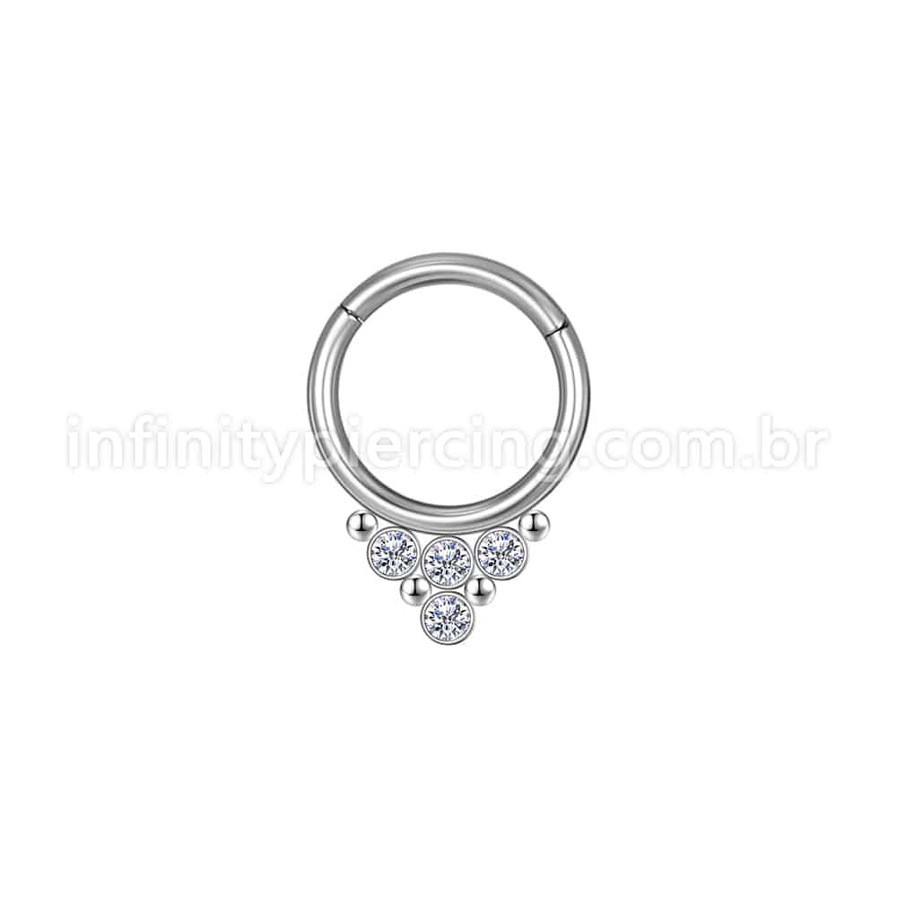 Piercing Argola Aço Cirúrgico Segmento Articulado Indiano Zircônia