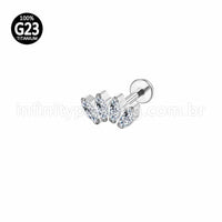 Piercing Labret Titânio 4 Zircônias