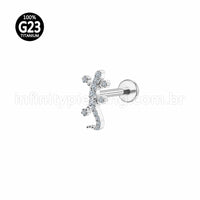 Piercing Labret Titânio Lagarto Zircônia