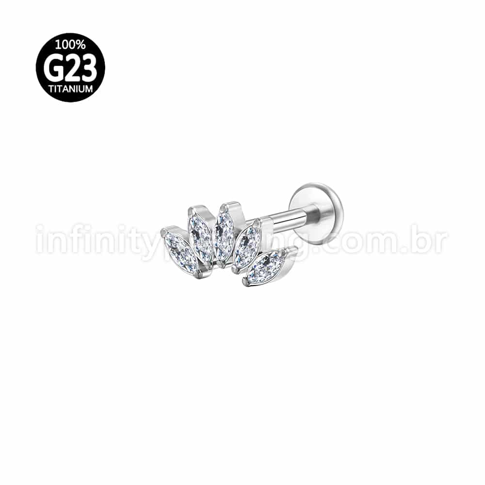 Piercing Labret Titânio Cluster Zircônia