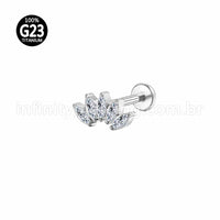 Piercing Labret Titânio Cluster Zircônia