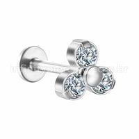 Piercing Labret Aço Cirúrgico Flor Zircônia