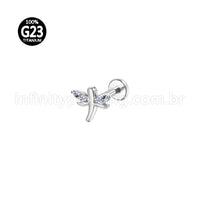 Piercing Labret Titânio Libélula Zircônia