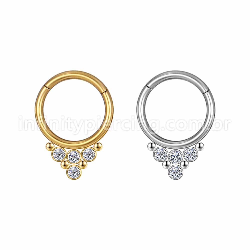 Piercing Argola Aço Cirúrgico Segmento Articulado Indiano Zircônia