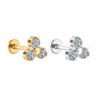 Piercing Labret Aço Cirúrgico Flor Zircônia