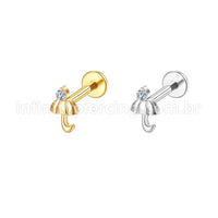 Piercing Labret Aço Cirúrgico Guarda-Chuva Zircônia