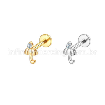Piercing Labret Aço Cirúrgico Guarda-Chuva Zircônia