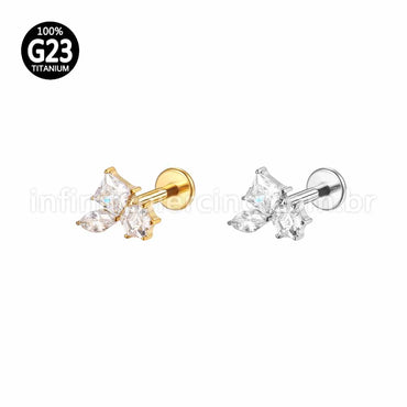 Piercing Labret Titânio Pedras Zircônias