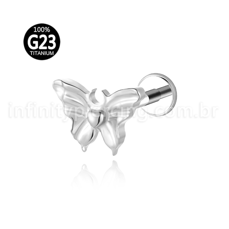 Piercing Labret Titânio Borboleta Detalhes