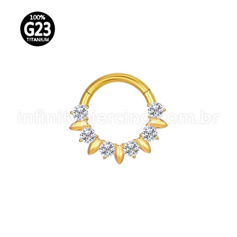 Piercing Argola Titânio Detalhe Zircônia Frontal