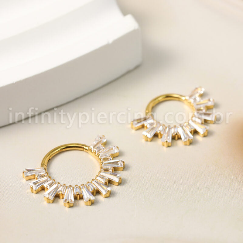 Piercing Argola Titânio Segmento Articulado Zircônia Cravejada
