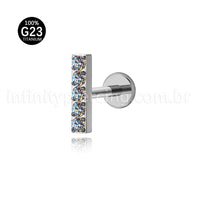 Piercing Labret Titânio Rosca Interna Barra Zircônia Grande