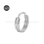 Piercing Argola Titânio Segmento Articulado Detalhada Zircônia Cravejada