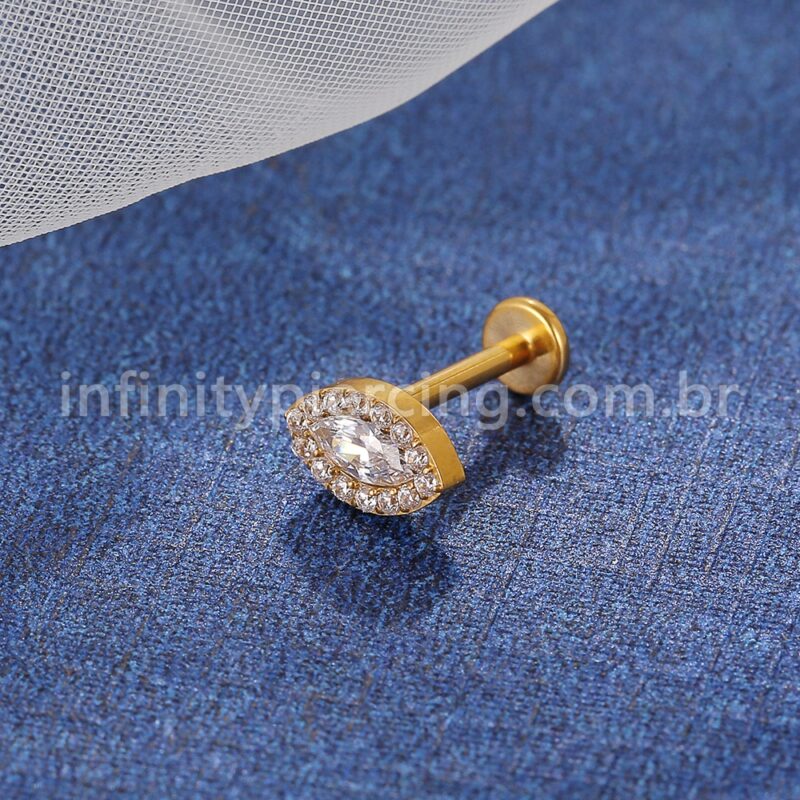 Piercing Labret Titânio Olho Zircônia Cravejada