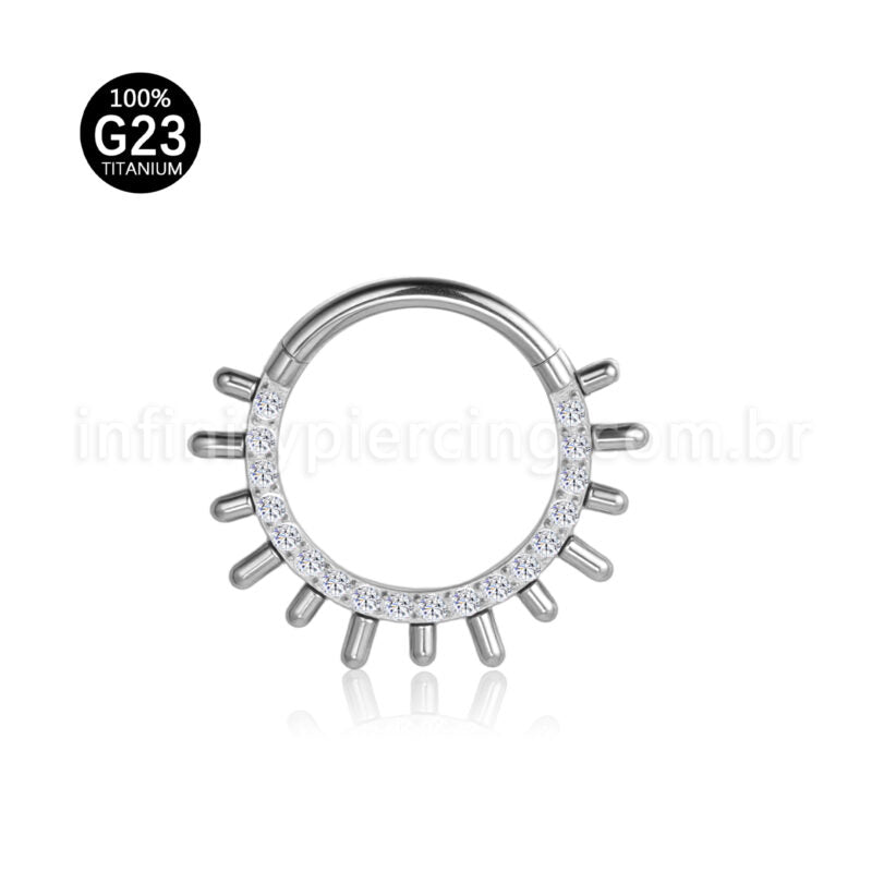 Piercing Argola Titânio Segmento Articulado Zircônia Cravejada