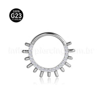 Piercing Argola Titânio Segmento Articulado Zircônia Cravejada