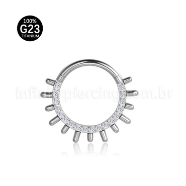 Piercing Argola Titânio Segmento Articulado Zircônia Cravejada