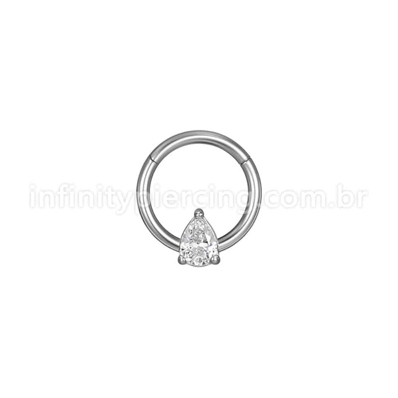 Piercing Argola Aço Cirúrgico Segmento Articulado Zircônia Gota