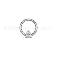 Piercing Argola Aço Cirúrgico Segmento Articulado Zircônia Gota
