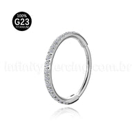 Piercing Argola Segmentada Titânio 1 Fileira Zircônia Cravejada
