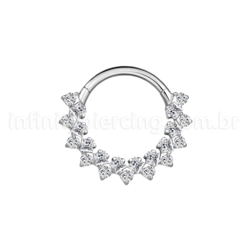 Piercing Argola  Aço Cirúrgico Segmento Articulado Zircônias