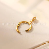Piercing Argola Titânio Zircônia Frontal Pingente Oval Com Pontas