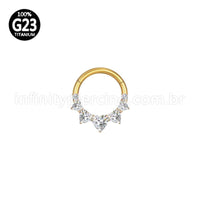 Piercing Argola Titânio Segmento Coração Em Zircônia Cravejada 1,2X8 10446