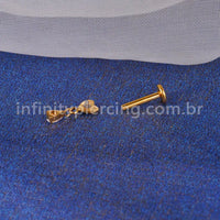 Piercing Labret Titânio Coração Pingente Zircônia Cravejada