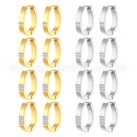 Argola Aço Inoxidável Oval Linhas Strass