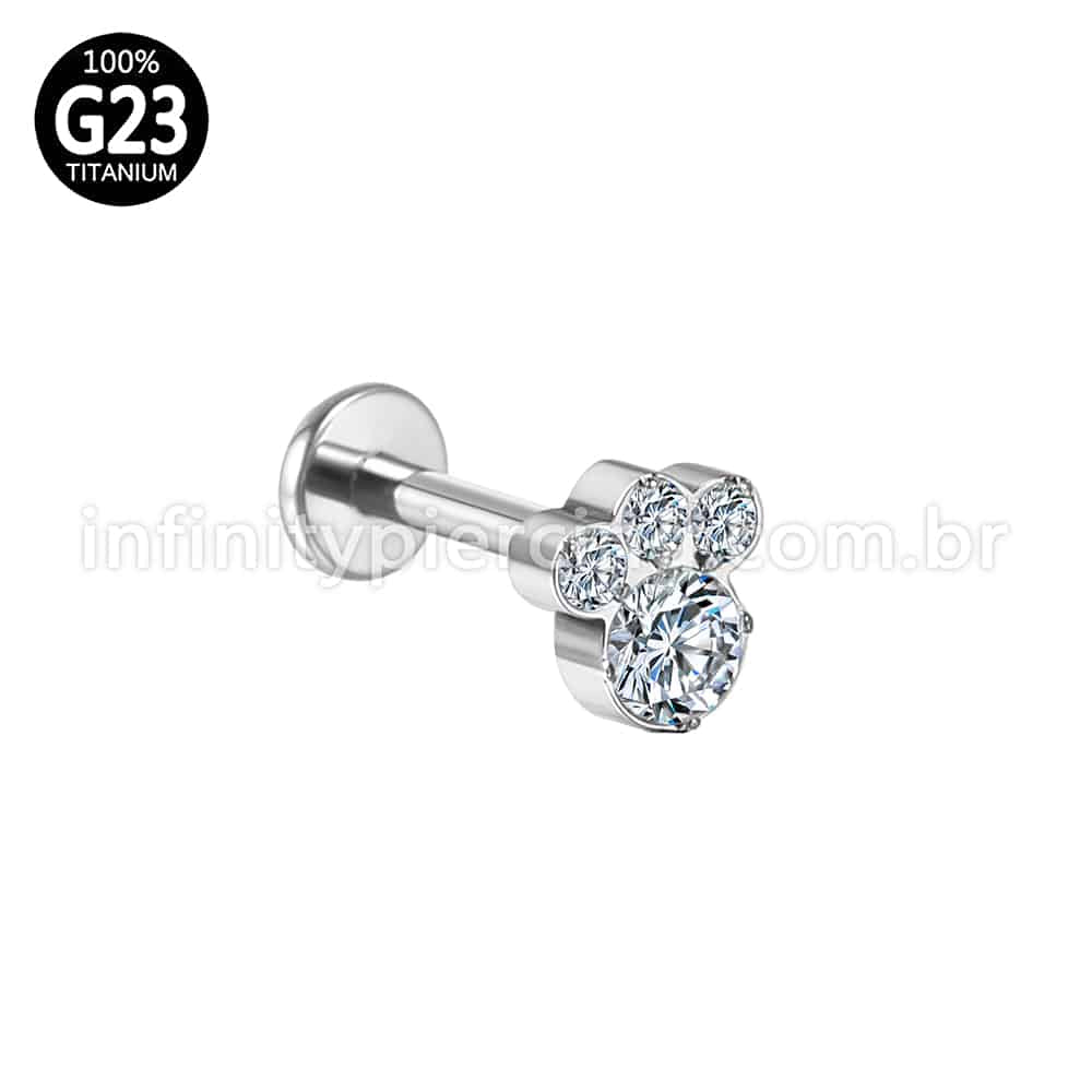 Piercing Labret Titânio Zircônia Cravejada