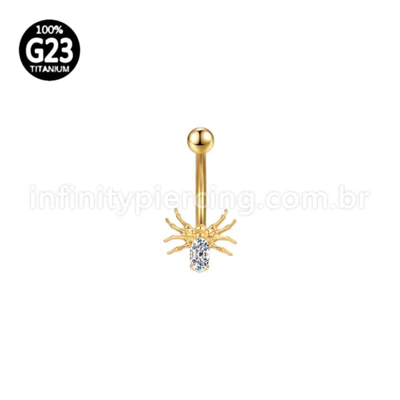 Piercing Banana Titânio Aranha Zircônia Cravejada