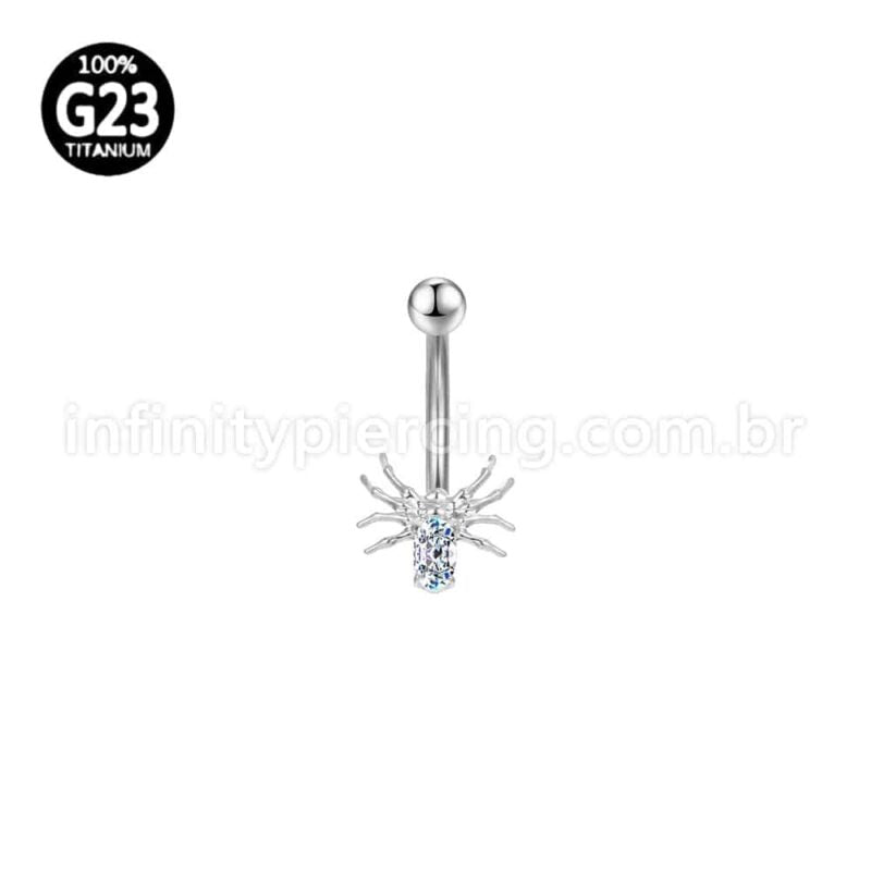 Piercing Banana Titânio Aranha Zircônia Cravejada