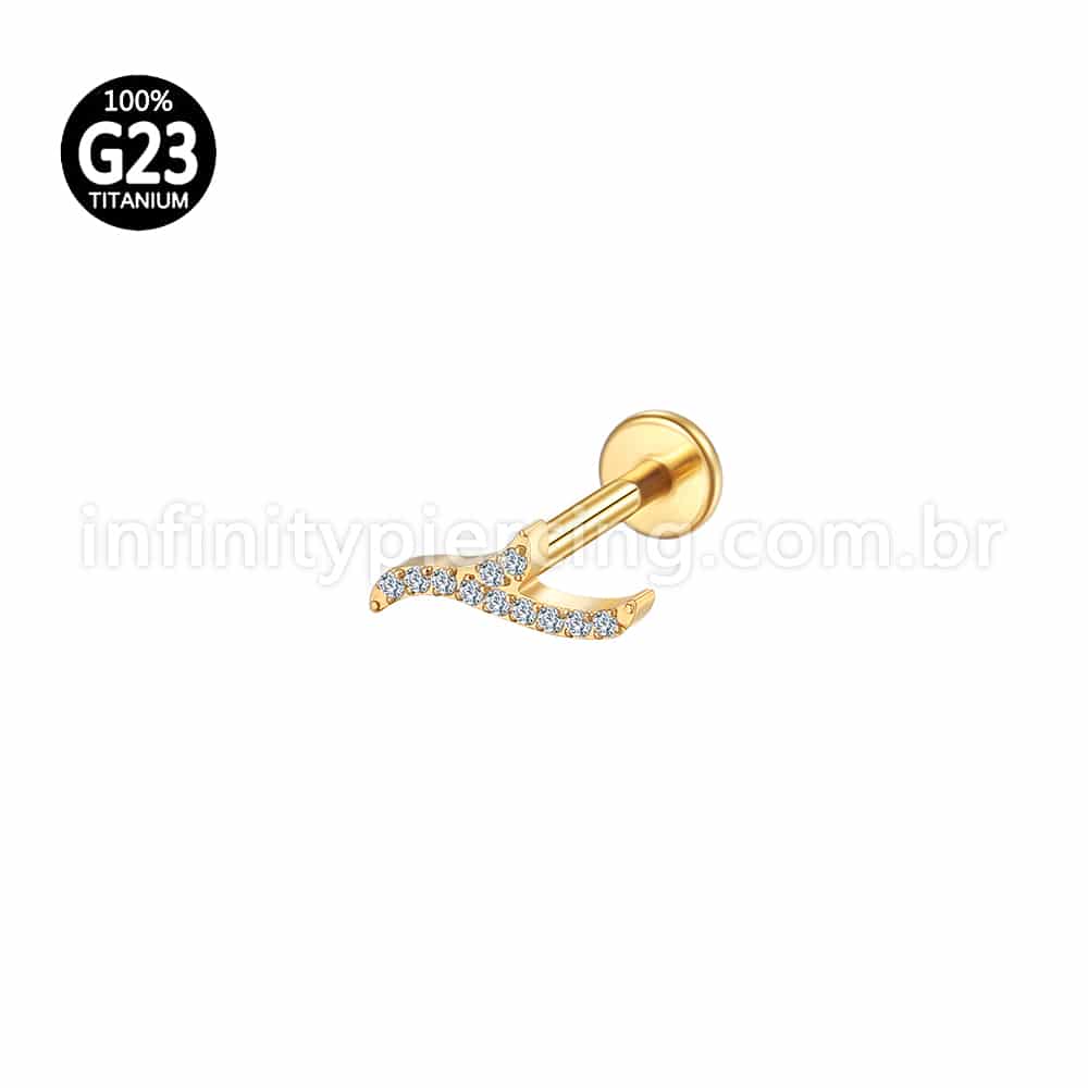 Piercing Labret Titânio Onda Zircônia