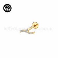 Piercing Labret Titânio Onda Zircônia
