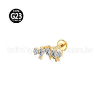 Piercing Labret Titânio Cluster Mini Peixes Zircônia