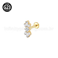 Piercing Labret Titânio Laço Com 7 Zircônia