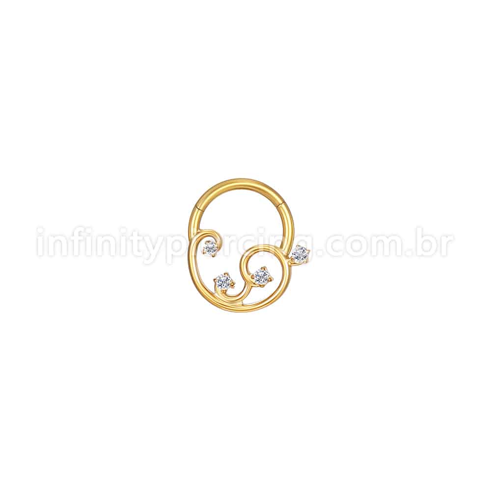 Piercing Argola Aço Cirúrgico Detalhes Com Zircônia Cravejada