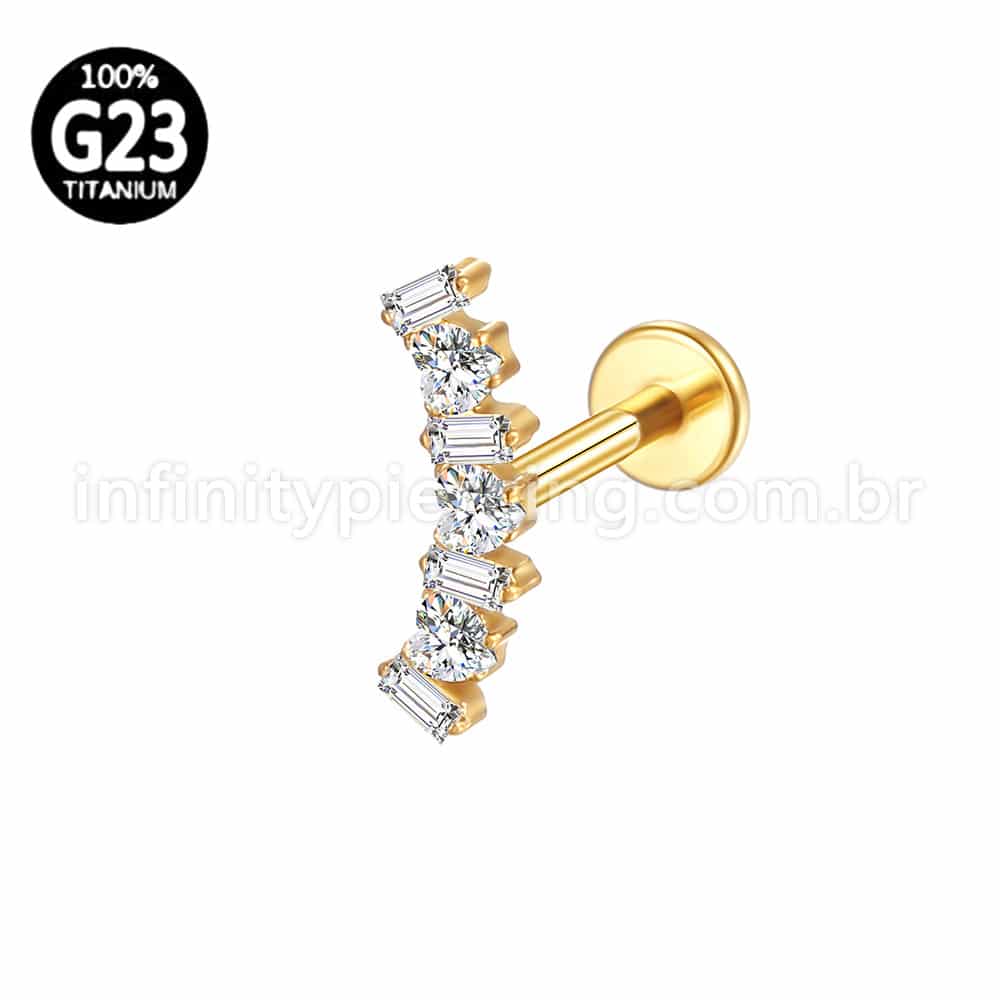 Piercing Labret Titânio Cluster Zircônia Cravejada