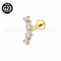 Piercing Labret Titânio Cluster Zircônia Cravejada