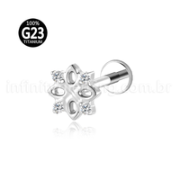 Piercing Labret Titânio Flor Zircônia