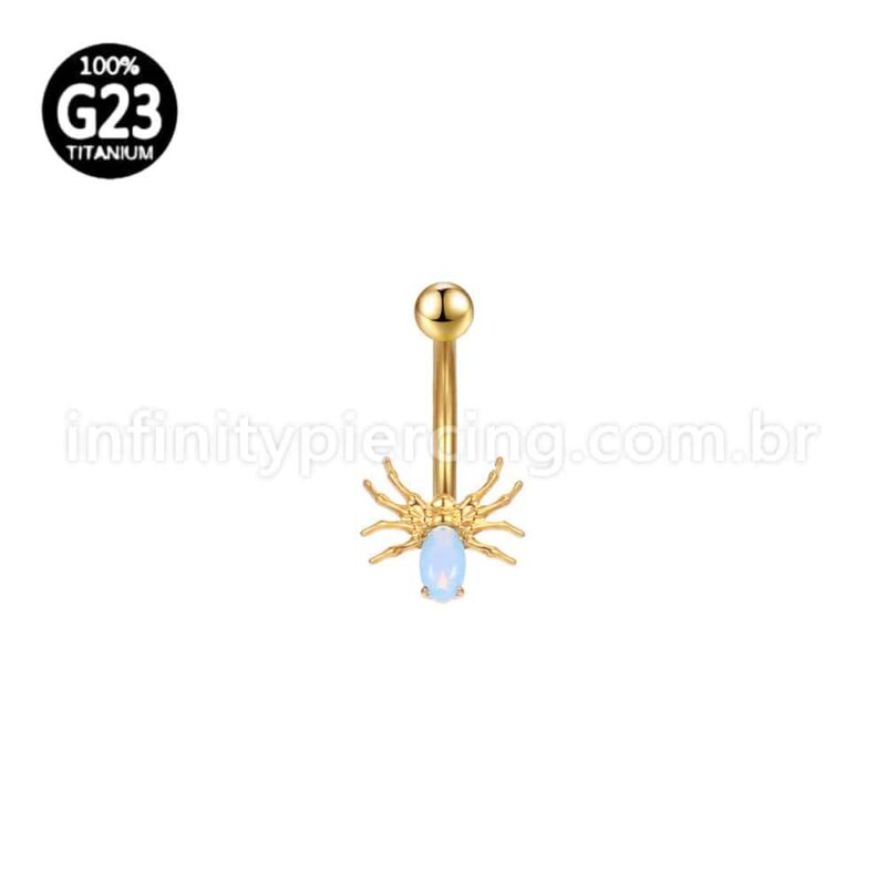 Piercing Banana Titânio Aranha Zircônia Cravejada