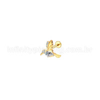 Piercing Labret Aço Cirúrgico Beija-Flor Zircônia