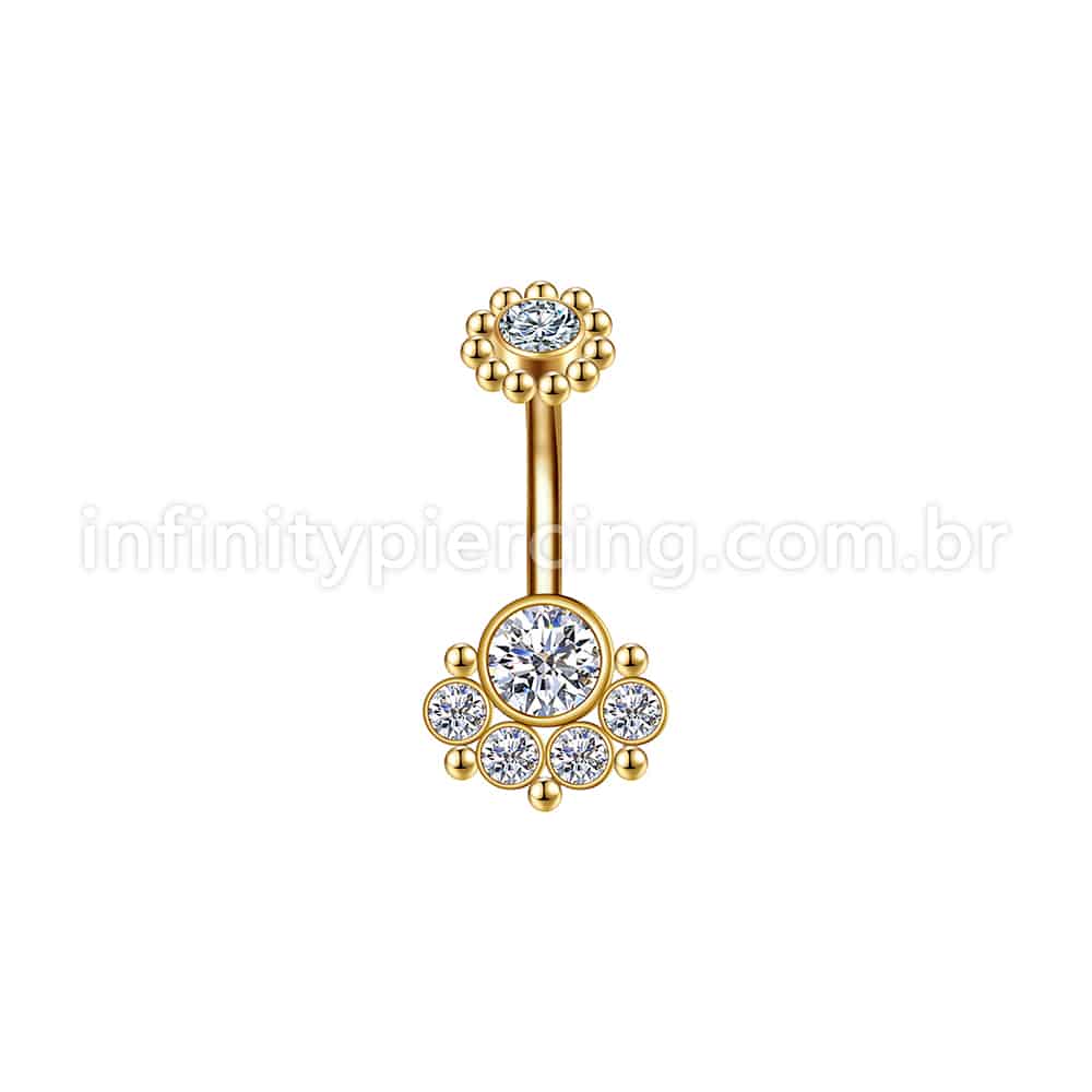 Piercing Banana Aço Cirúrgico Indiano Zircônia