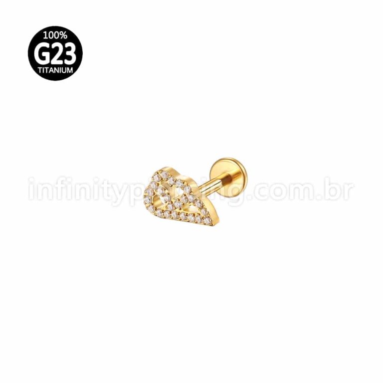 Piercing Labret Titânio Meia Asa Zircônia