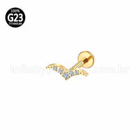 Piercing Labret Titânio Bigode 5 Zircônias Cravejada